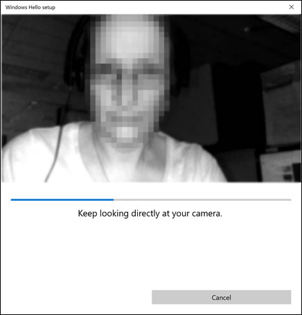 Olhando diretamente para a câmera para reconhecimento facial