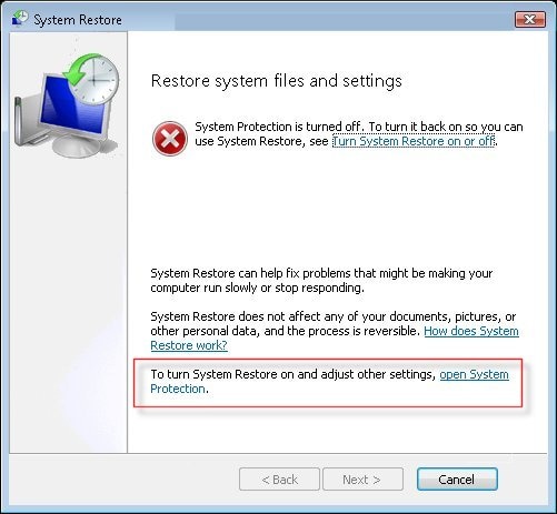 Restore Settings Windows Vista