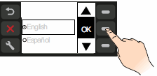 Imagen: Seleccione su idioma y región en el panel de control de la impresora