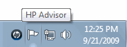 Illustration des icônes de la barre d'état système HP Advisor