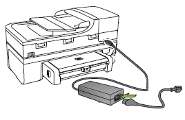 Illustration of connecting the power cord to the power supply.
