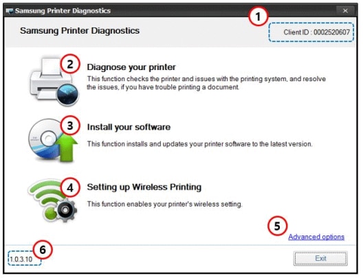 Samsung-tulostimet - Samsung Printer Diagnostics -sovelluksen päänäytön  esittely | HP®-asiakastuki
