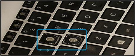 Beispiel für Schäden an der Tastatur