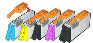 Imagen: Tape los cartuchos usados con los tapones color naranja que vinieron con los cartuchos nuevos. 