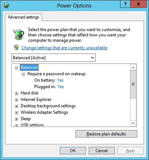 Changing the Advanced settings