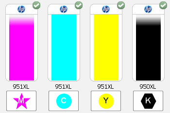 Imagem: Exemplo dos níveis de tinta estimados na Caixa de ferramentas HP.