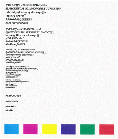 Imagen: Ejemplo de página de prueba del cabezal de impresión sin defectos