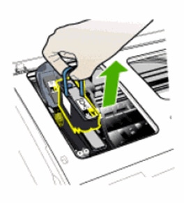 Illustration of lifting the handle to remove the printhead.
