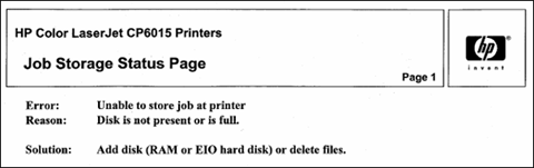 HP Color LaserJet CP6015 Printer Series - Unable to store job at printer  error message | HP® Customer Support