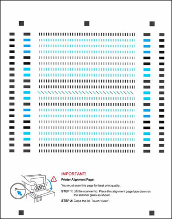 Example of the printhead cleaning test page
