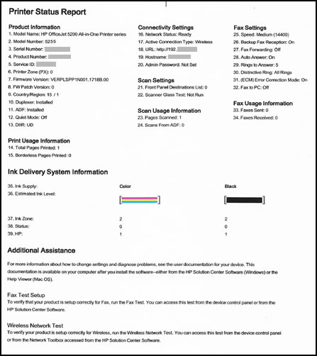 מדפסות HP DeskJet‏, OfficeJet 5200 - הדפסת דפים לבדיקה עצמית | תמיכת  הלקוחות של HP®‎