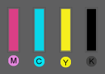 Image:  Example of the ink level display with full cartridges.