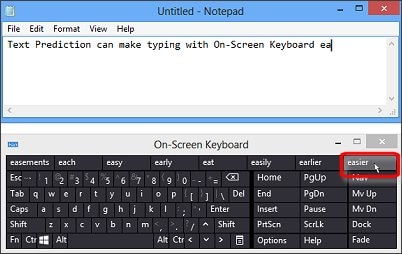 windows 8 on screen keyboard predictive text