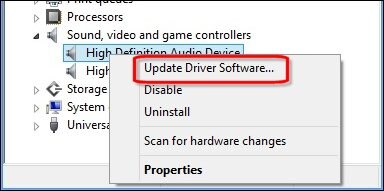 Update Driver Software selection in Device Manager