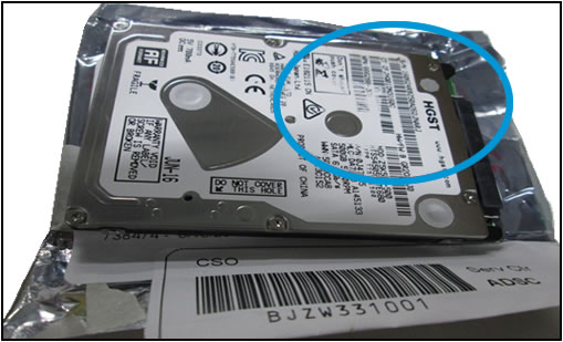 Example of HDD serial number label damage
