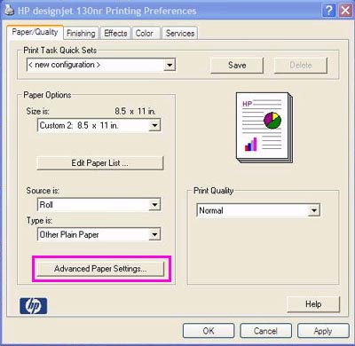 HP Designjet 130 Printers - Print Jobs Rotating 90 Degrees in Microsoft Windows XP | HP®