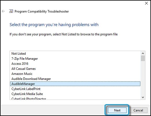 Example of checking a program for compatibility