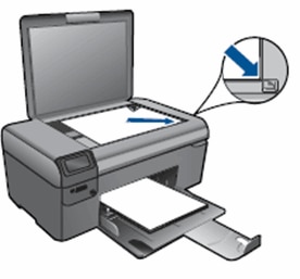 Illustration of aligning the page on the scanner glass correctly.