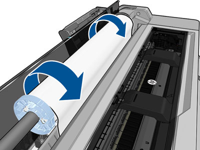 HP Designjet T120 and T520 ePrinter Series - How to Load a Roll into the  Printer | HP® Customer Support