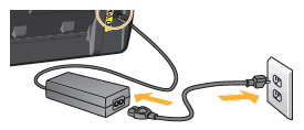 Graphic: Connect the power cord to the power supply, and then into a power outlet in the wall