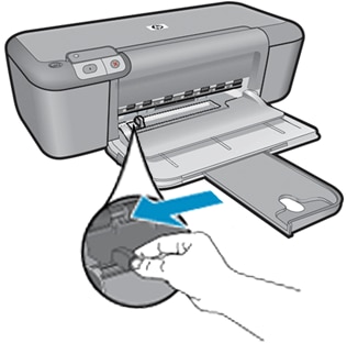 Illustration of sliding out the paper guide.