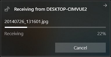 Sharing progress message on receiving PC