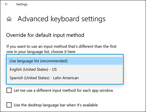Selecting a language to use with the keyboard