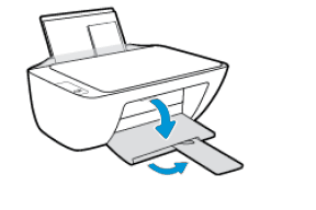 Image: Lower the output tray and pull out the output tray extender