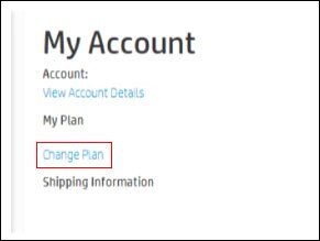 Clicking Change Plan to view monthly plan options 
