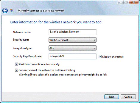 Connect Limited Access Windows Vista