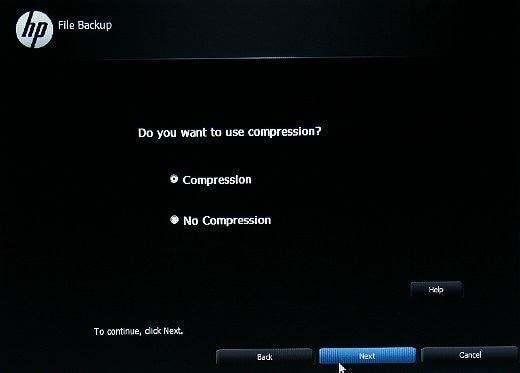 Select Compression or No Compression