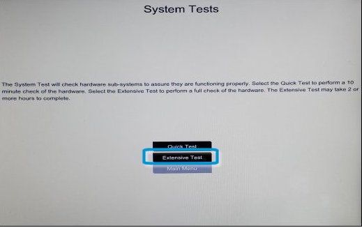 Clicar em Extensive Test (teste extensivo)