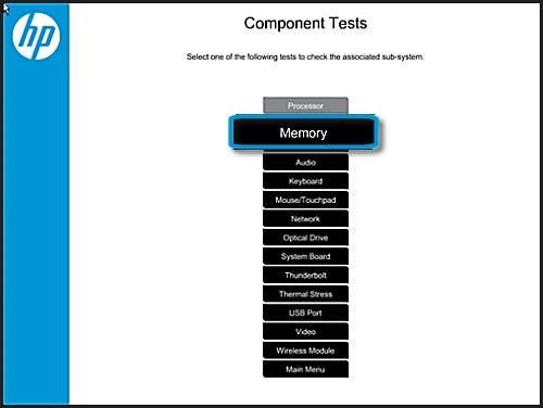 Selección de Memoria en las pruebas de componentes