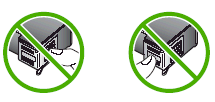 Illustration avertissant l'utilisateur de ne pas toucher les contacts électriques ou les buses d'encre de la cartouche 