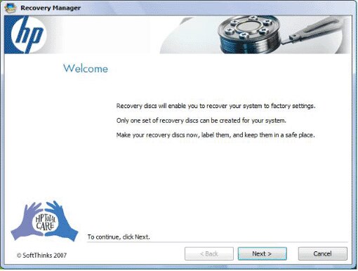Creating System Recovery Disc Windows Vista