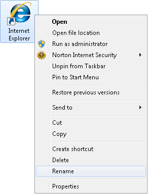 Image of the Desktop  Rename option.
