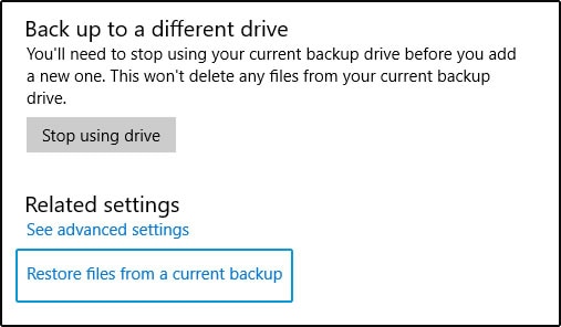 Restoring files from a current backup