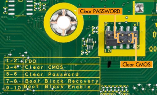 Palau-UF clear CMOS and clear password pins
