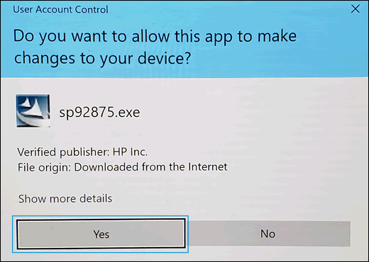 Clicando em Sim para permitir que a atualização seja instalada