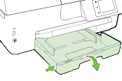 Illustration : Abaissement de l'avant du bac pour charger du papier au format Légal