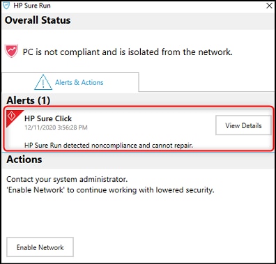 HP Commercial Desktop PCs - 'HP Sure Run Detected Noncompliance and Cannot  Repair' Message Appears | HP® Customer Support