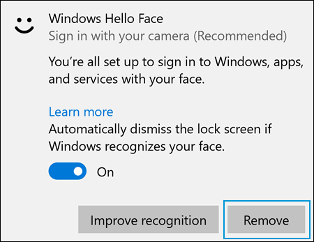 Removing the Face Recognition option