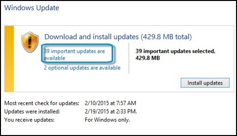 Download and install updates in Windows Update