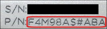 Laser-etched tablet product number (example)