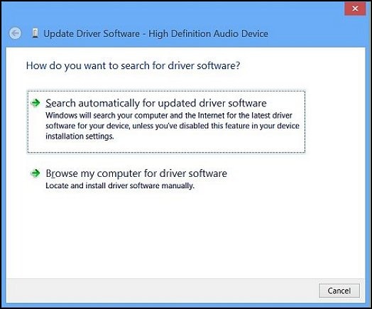 Updated Driver Software: Search automatically for updated driver software