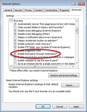 Internet Explorer Settings For Vista