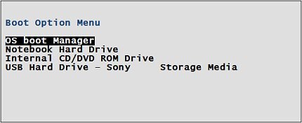 Menú de arranque del BIOS UEFI fuera de Windows 8 con administrador de arranque de SO seleccionado
