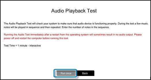 Starting the Audio test