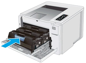 Pushing the toner cartridge drawer into the printer