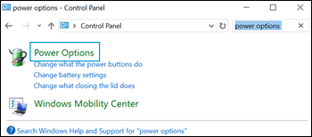Selecting Power Options